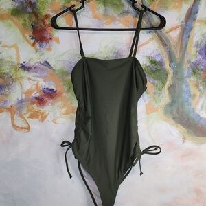 Olive Green One Piece with Adjustable Side Ties